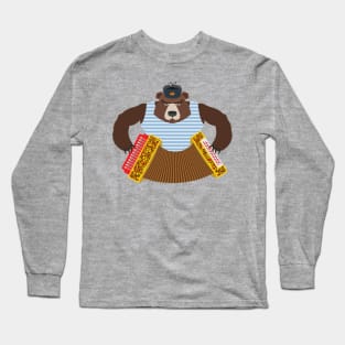 Russian Brown Bear with Accordion Long Sleeve T-Shirt